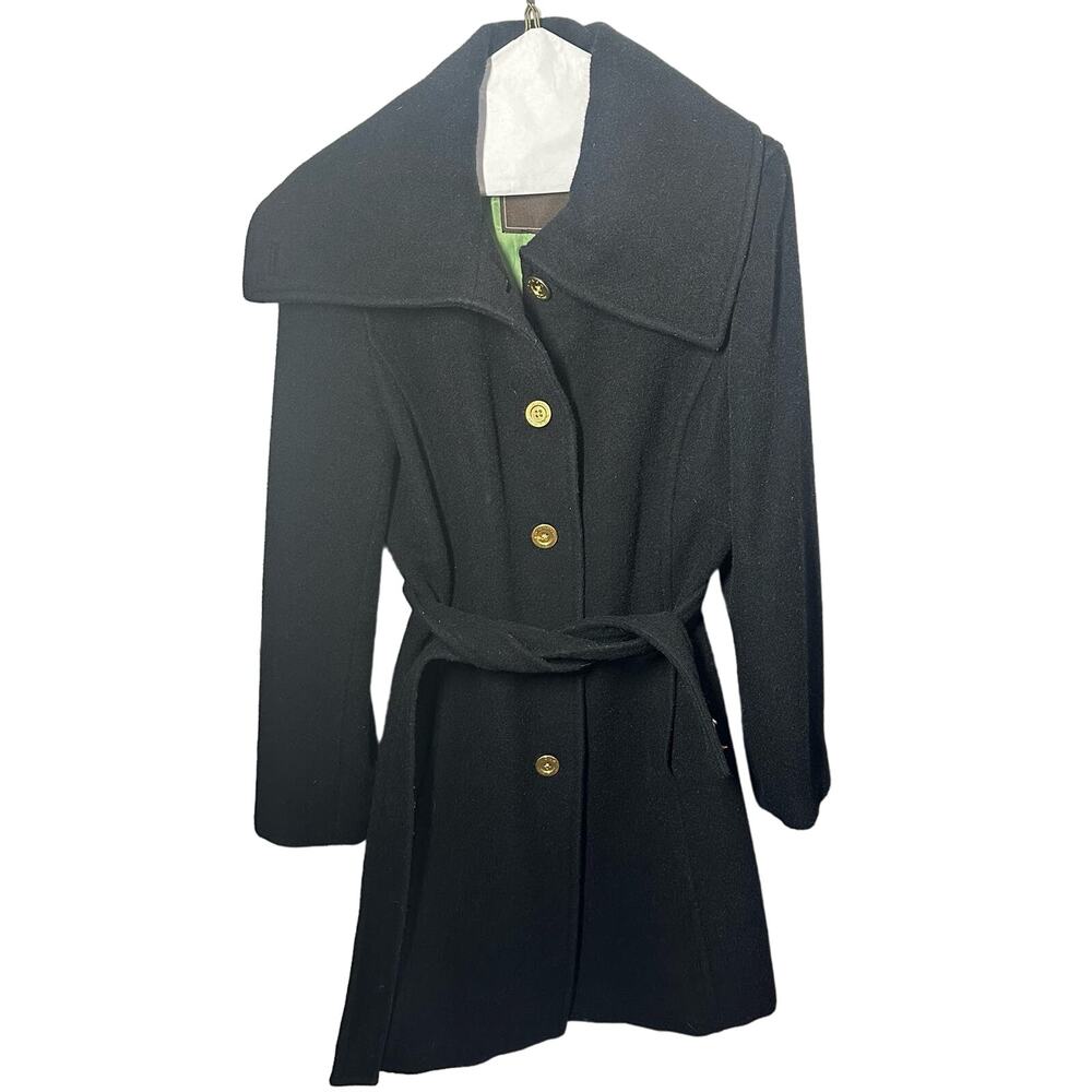 Coach Black Mohair Wool Blend Winter Coat With Belt Size Small Staple Chic